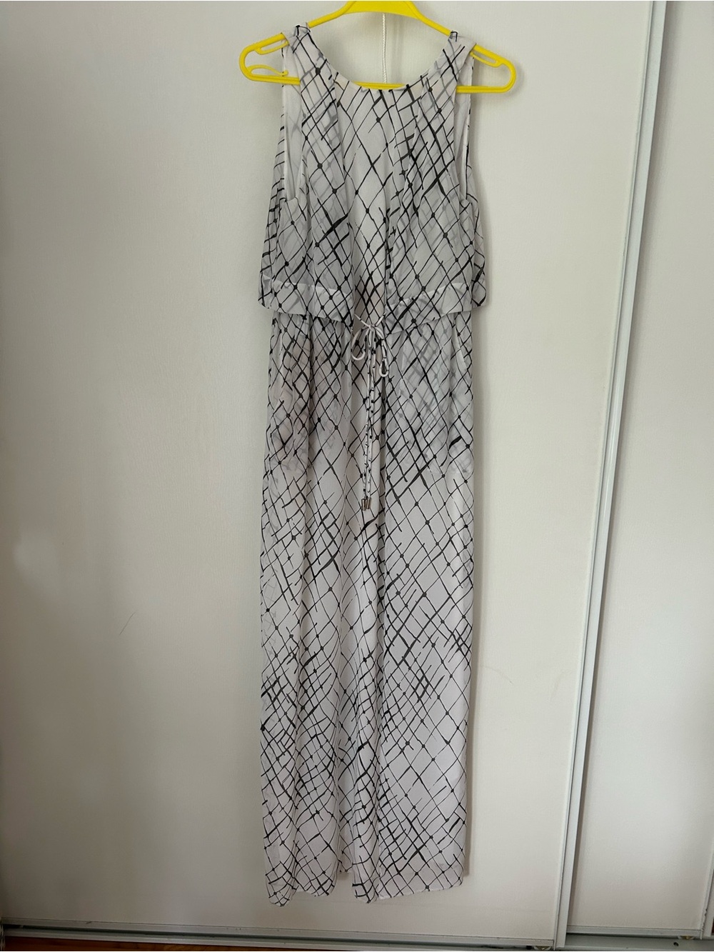 Whistles White Maxi Dress with Black Geometric Print
